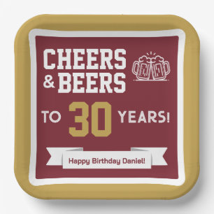 Cheers and Beers Adult Football Birthday Party Paper Plates