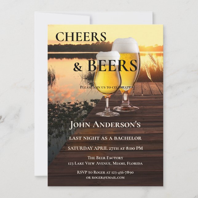 Cheers and Beers Bachelor Party Invitation (Front)