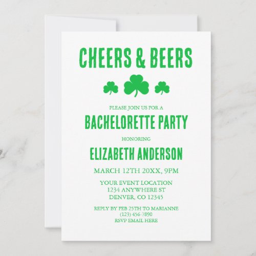 Cheers and Beers Bachelorette Party Invitation