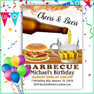Cheers And Beers Barbecue Birthday Invitation