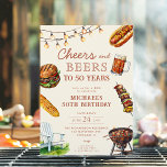 Cheers and Beers BBQ Barbeque Birthday party Invitation<br><div class="desc">For more advanced customization of this design,  simply select the "Edit using Design Tool" button above!</div>