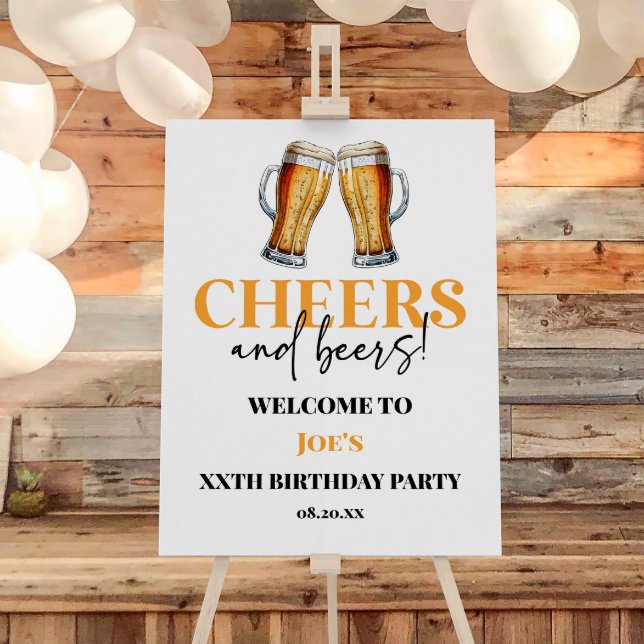 Cheers and Beers Beer Birthday Party Welcome Sign (Creator Uploaded)