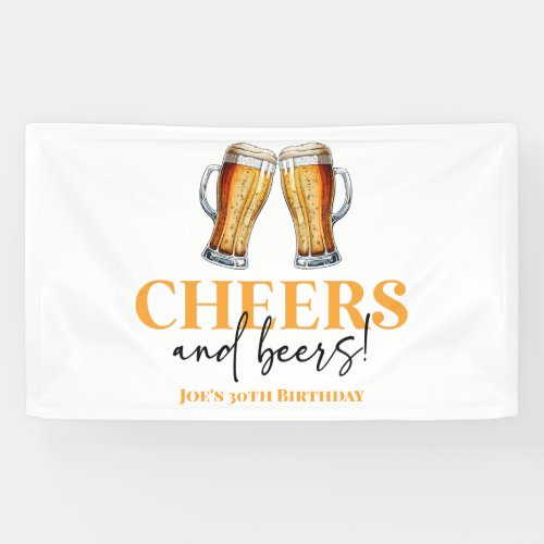 Cheers and Beers Beer Glass Birthday Party Banner