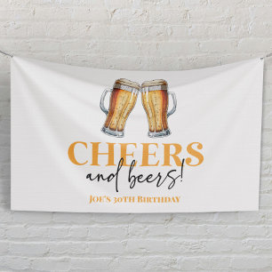 Cheers and Beers Beer Glass Birthday Party Banner