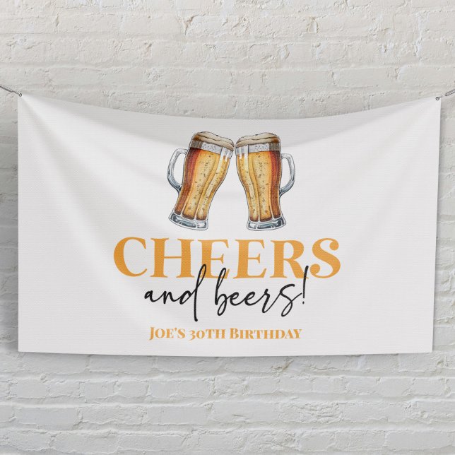 Cheers and Beers Beer Glass Birthday Party Banner (Creator Uploaded)