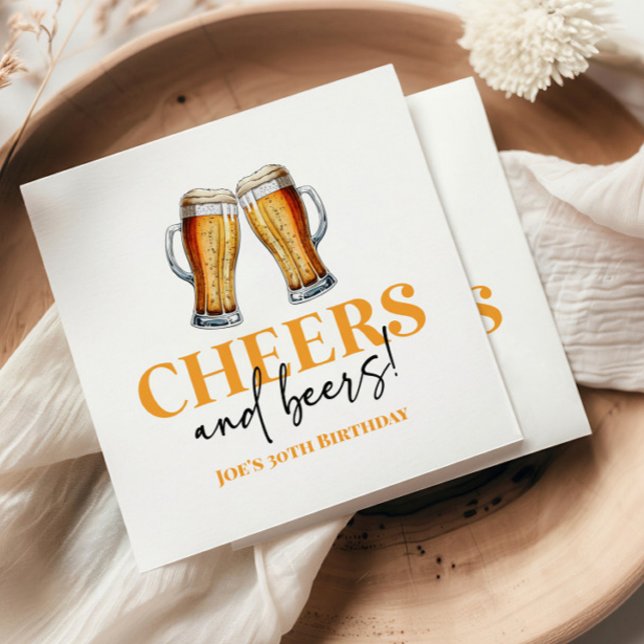 Cheers and Beers Beer Glass Birthday Party Napkins (Creator Uploaded)
