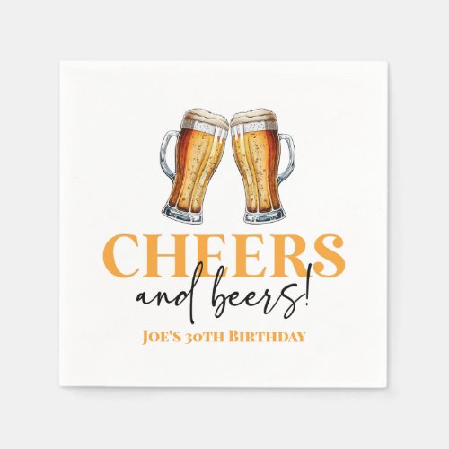Cheers and Beers Beer Glass Birthday Party Napkins