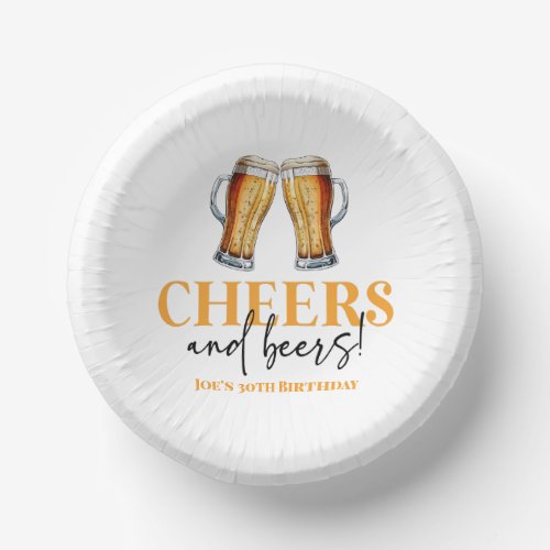 Cheers and Beers Beer Glass Birthday Party Paper Bowls