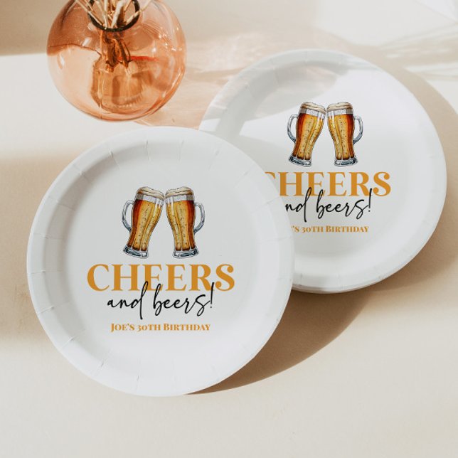 Cheers and Beers Beer Glass Birthday Party Paper Plates (Creator Uploaded)
