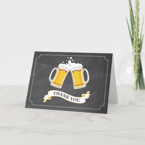 Cheers and Beers Beer Mug Chalkboard Thank You Card