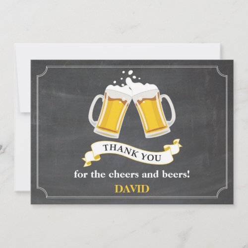 Cheers and Beers Beer Mug Chalkboard Thank You Card
