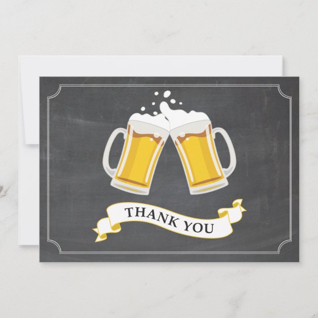 Cheers and Beers Beer Mug Chalkboard Thank You Card (Front)