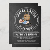 Cheers And Beers Birthday Cancellation - Postponed Invitation (Front/Back)
