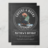 Cheers And Beers Birthday Cancellation - Postponed Invitation (Front/Back)