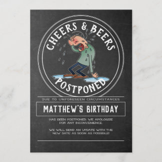 Cheers And Beers Birthday Cancellation - Postponed Invitation