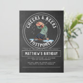 Cheers And Beers Birthday Cancellation - Postponed Invitation (Standing Front)