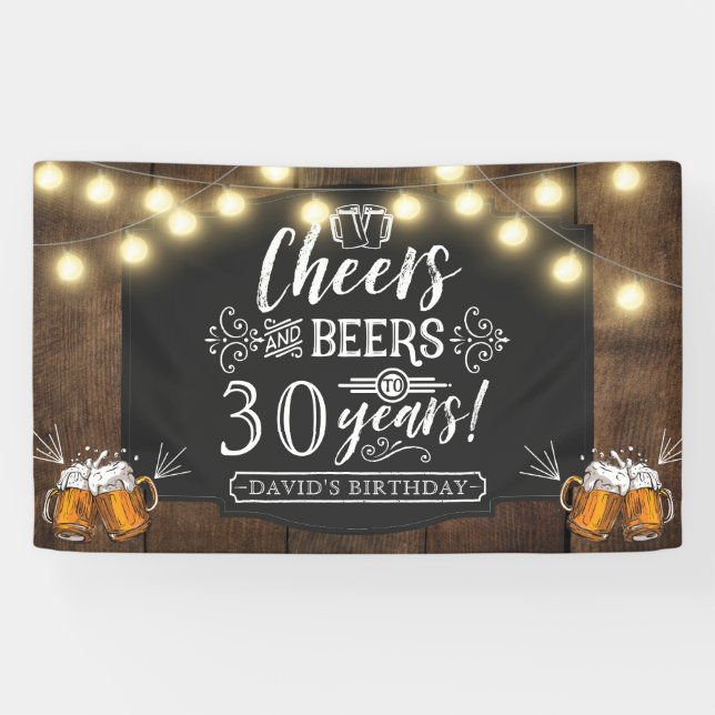 Cheers and Beers Birthday Decor  Banner (Horizontal)