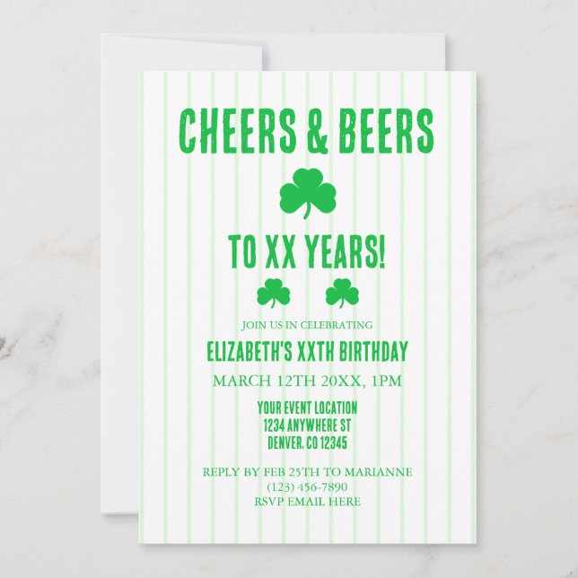 Cheers and Beers Birthday Invitation (Front)