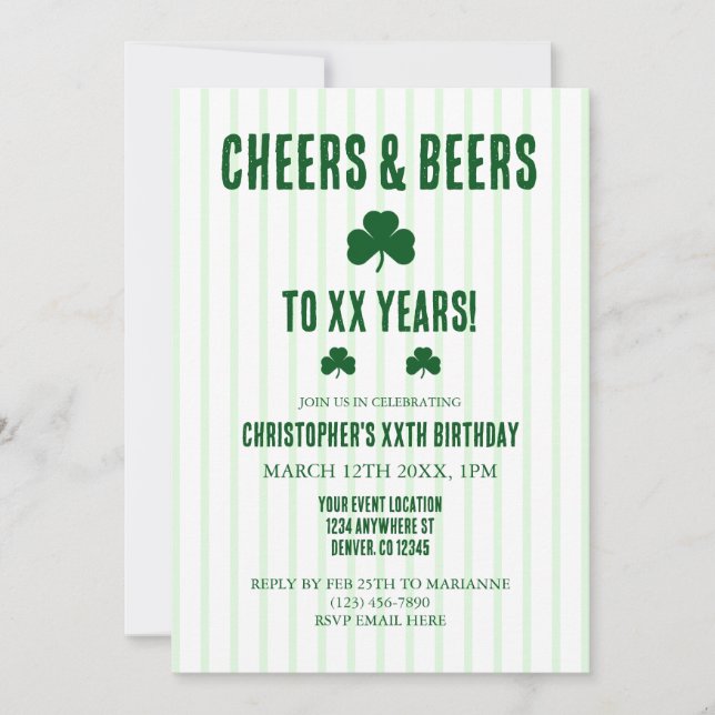 Cheers and Beers Birthday Invitation (Front)