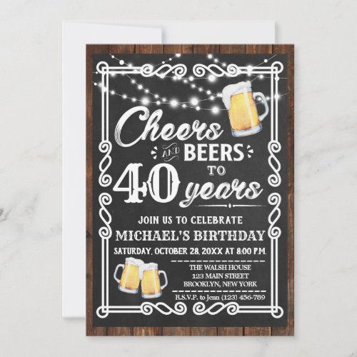 Cheers and Beers Birthday Invitation  Any Age