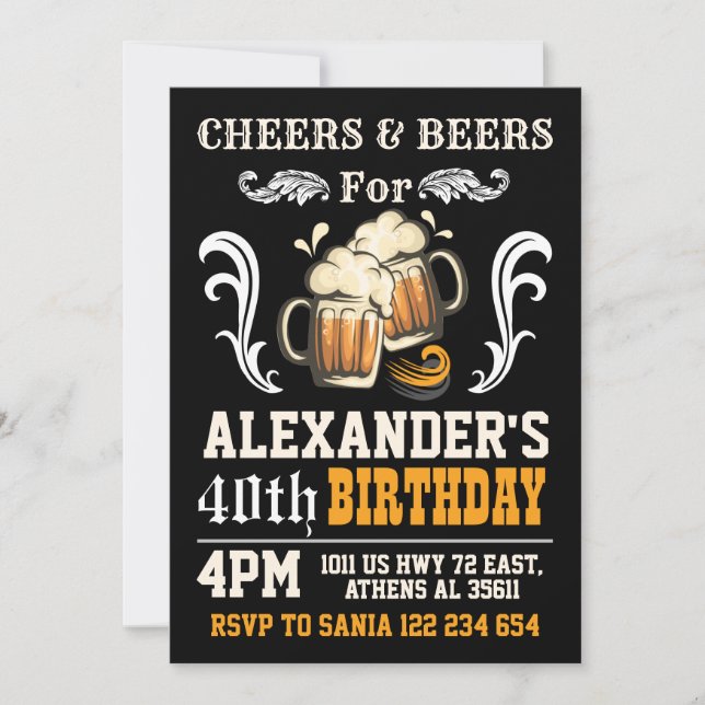 Cheers and Beers Birthday Invitations - BBQ Party (Front)