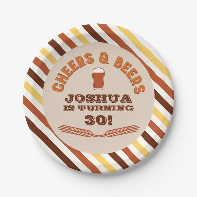 Cheers and Beers Birthday Paper Plates (Front)