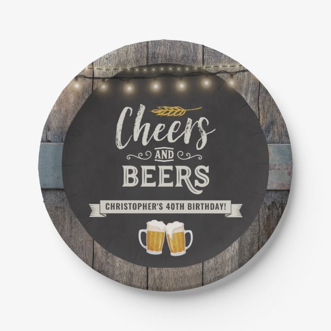 Cheers and Beers Birthday  Paper Plates (Front)