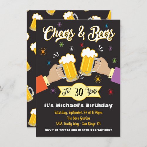 Cheers and Beers Birthday Party Invitation