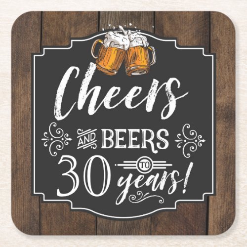 Cheers and Beers Birthday Party  Square Paper Coaster