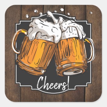 Cheers And Beers Birthday Party Stickers by YourMainEvent at Zazzle