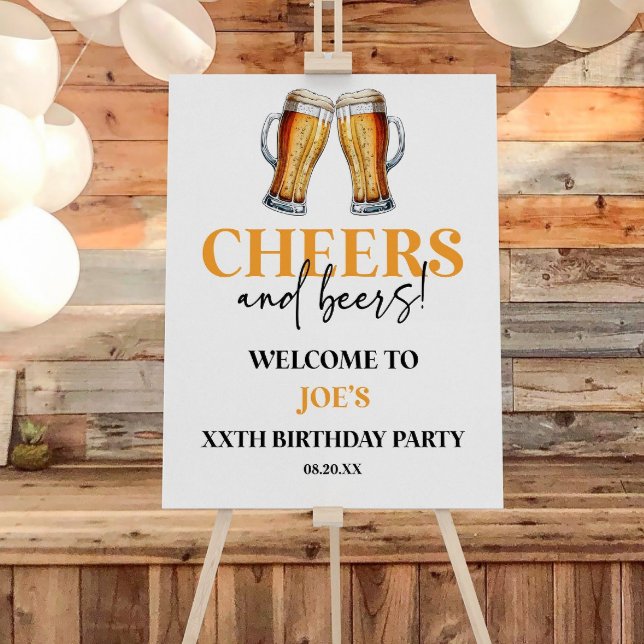 Cheers and Beers Birthday Party Welcome Sign  Edit (Creator Uploaded)