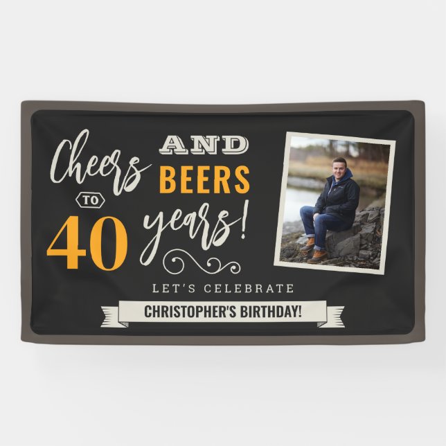 Cheers and Beers Birthday Photo Banner 3x5 (Horizontal)