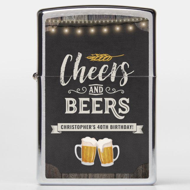 Cheers and Beers Birthday Zippo Lighter (Front)
