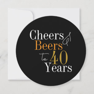 Cheers and Beers Black Gold 40th Birthday Party Invitation