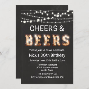 Cheers and Beers Chalkboard Invitation