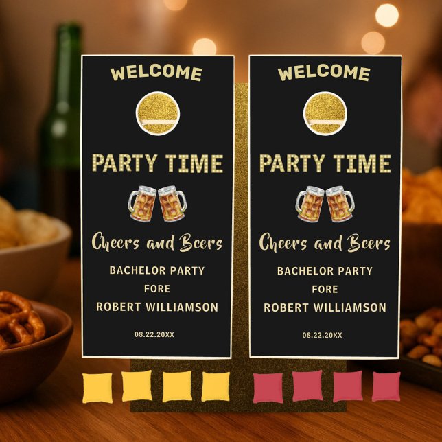 Cheers and Beers Custom Bachelor Party Cornhole Set (Creator Uploaded)