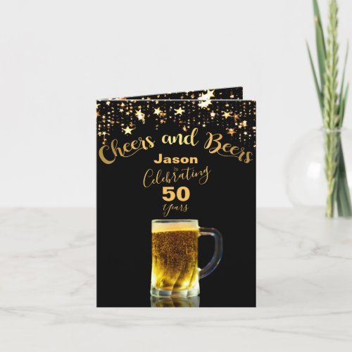 Cheers and Beers Elegant 50th Birthday Party Invitation