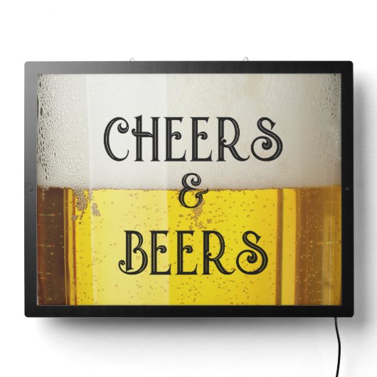 CHEERS and BEERS Funny Bar LED Sign (Lights Off)