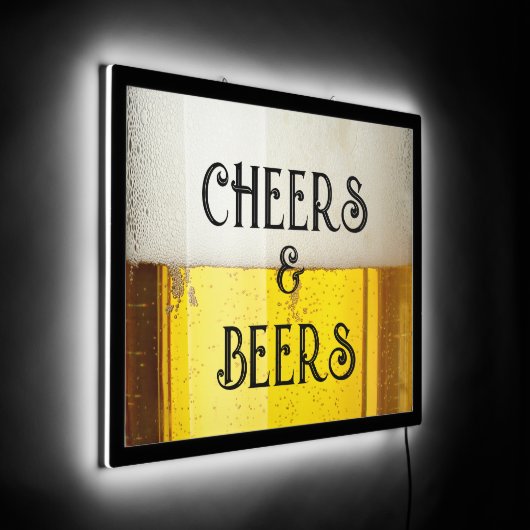 CHEERS and BEERS Funny Bar LED Sign (Angle)