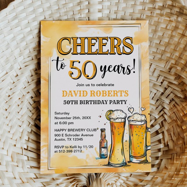 Cheers and Beers Glass Adult Birthday Invitation (Creator Uploaded)