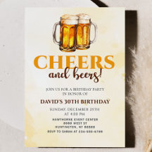 Cheers and Beers Glass Birthday Party Invitation