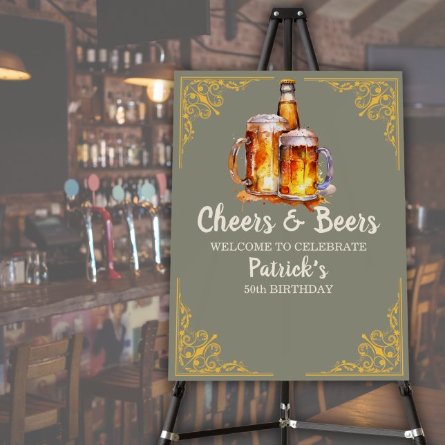 Cheers and Beers Glass Bottle 50th Birthday Foam Board (Creator Uploaded)