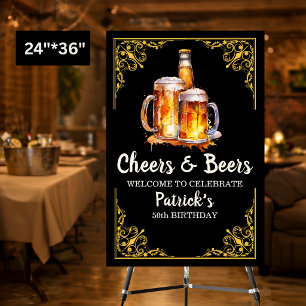 Cheers and Beers Glass Bottle 50th Birthday Foam Board