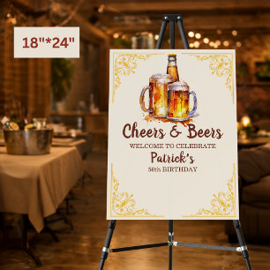 Cheers and Beers Glass Bottle 50th Birthday Foam Board