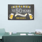 Cheers and Beers Happy 50th Birthday Banner (Tradeshow)