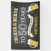 Cheers and Beers Happy 50th Birthday Banner (Vertical)