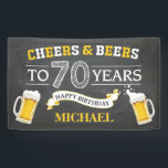 Cheers and Beers Happy 70th Birthday Banner<br><div class="desc">Cheers and Beers Happy 70th Birthday Banner. For further customization,  please click the "Customize it" button and use our design tool to modify this template.</div>