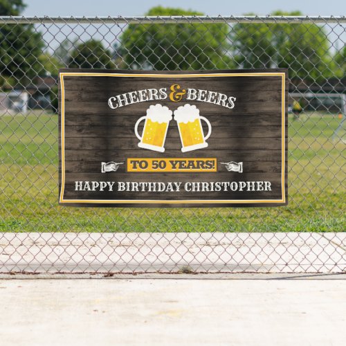 Cheers and Beers Happy Birthday Banner