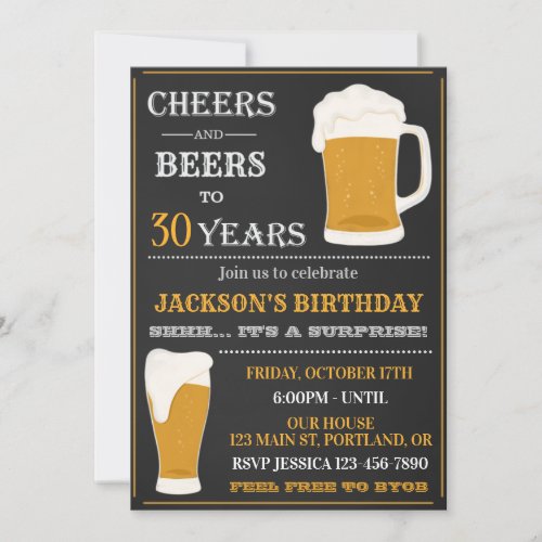 Cheers and beers invitation Adult birthday party