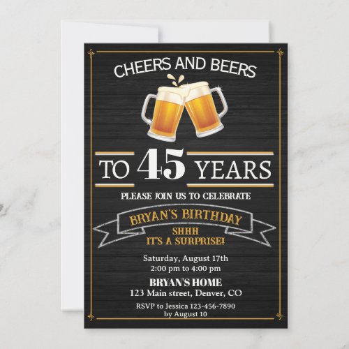 Cheers and beers invitation Adult birthday party